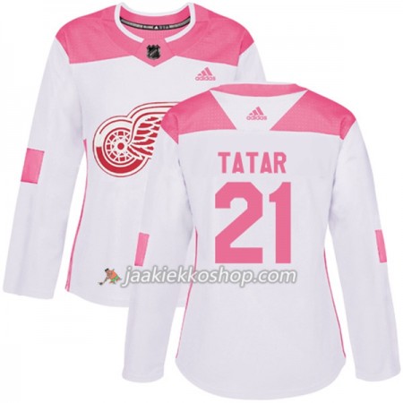 Nainen NHL Detroit Red Wings Pelipaita Tomas Tatar 21 Adidas 2017-2018 Valkoinen Vaaleanpunainen Fashion Authentic